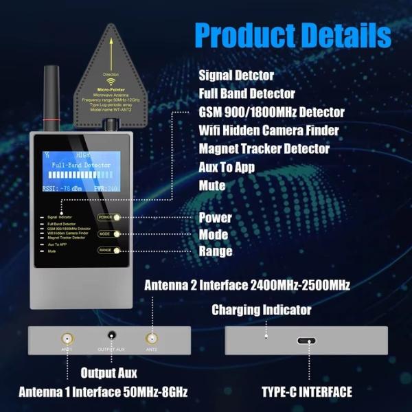 RF Anti-Spy Detector – Hidden Camera & Bug Tracker