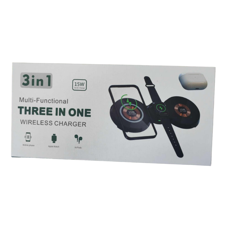 H20 Chargeur sans fil transparent 3-en-1 15W